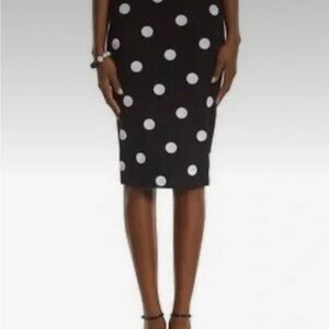 Ann Taylor Black and White Polka Dot Pencil Skirt